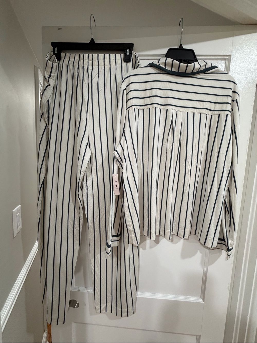 Soma Cream and Black Striped Button-Up Pajama Set - Picture 9 of 10